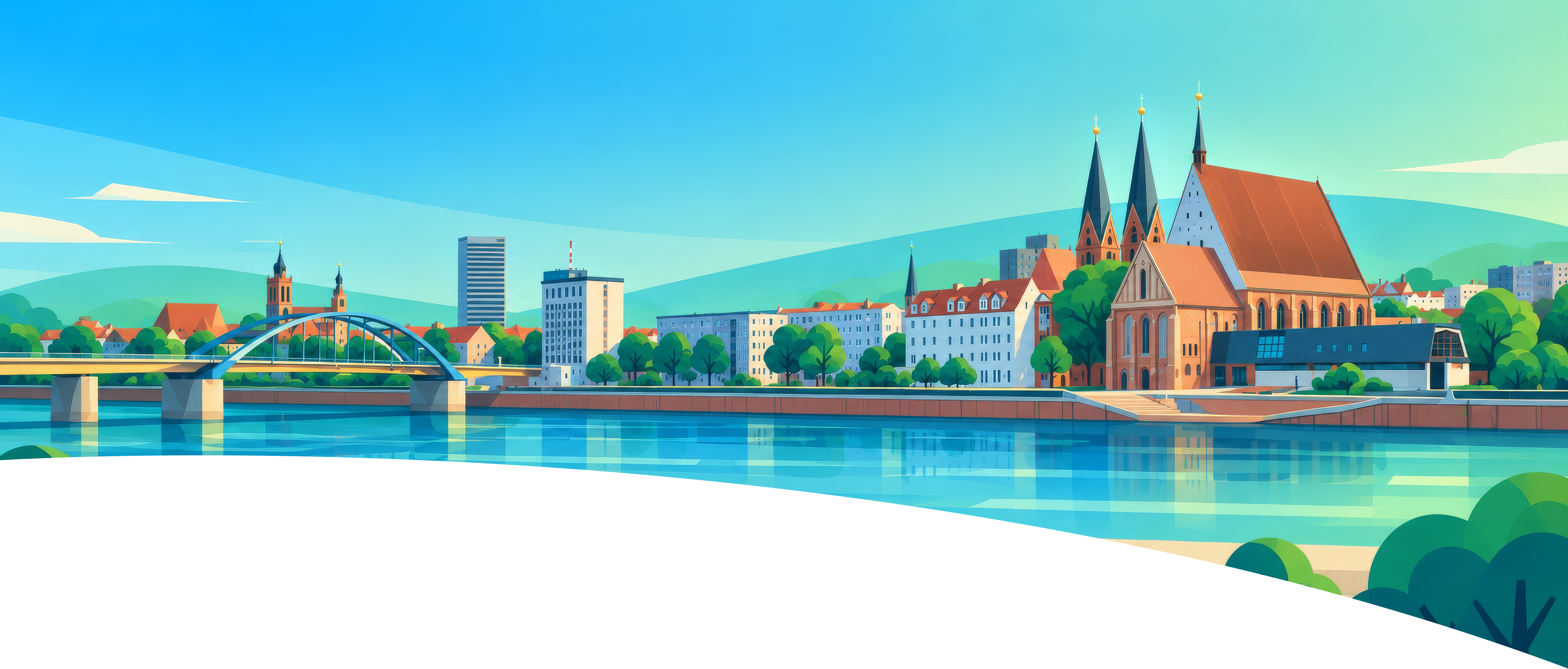 Illustration: Doppelstadt Frankfurt (Oder) – Słubice an der Oder